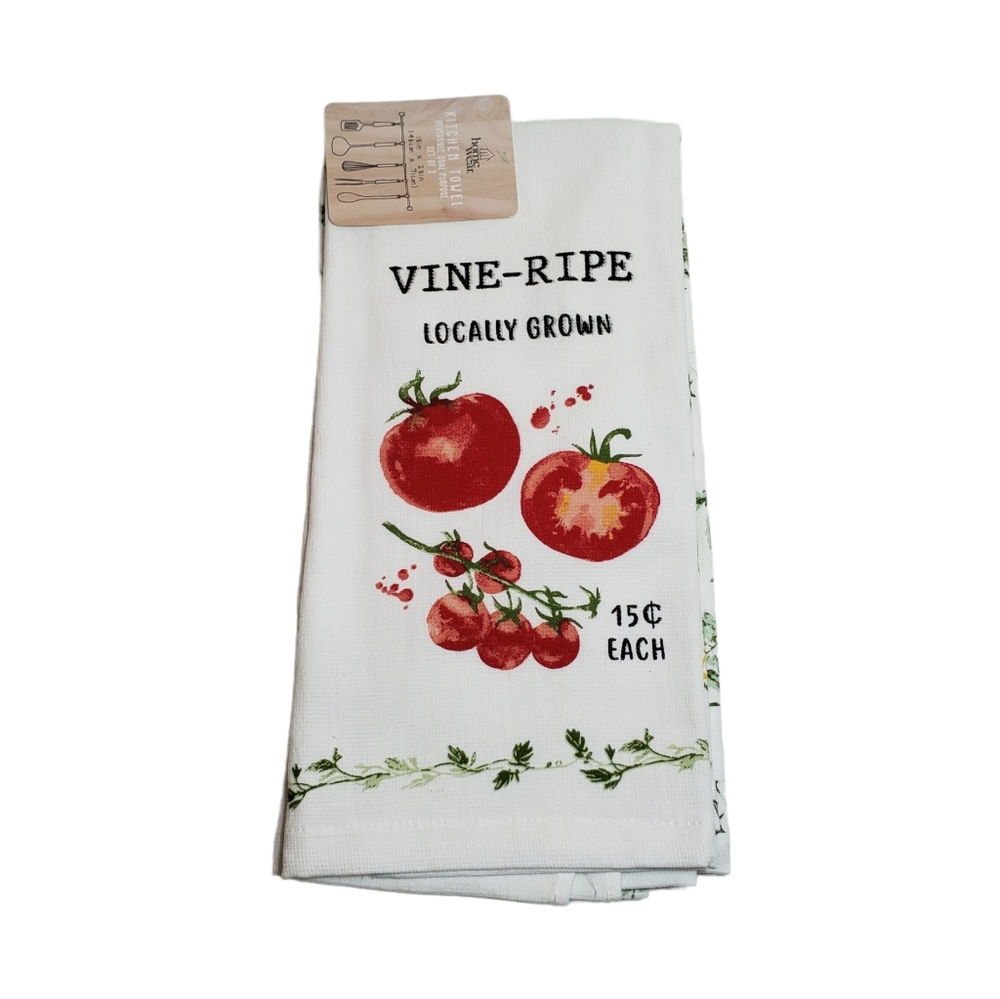 Home Wear Farmhouse Tomato Reversible Kitchen Towels 2 pcs 18" × 28"